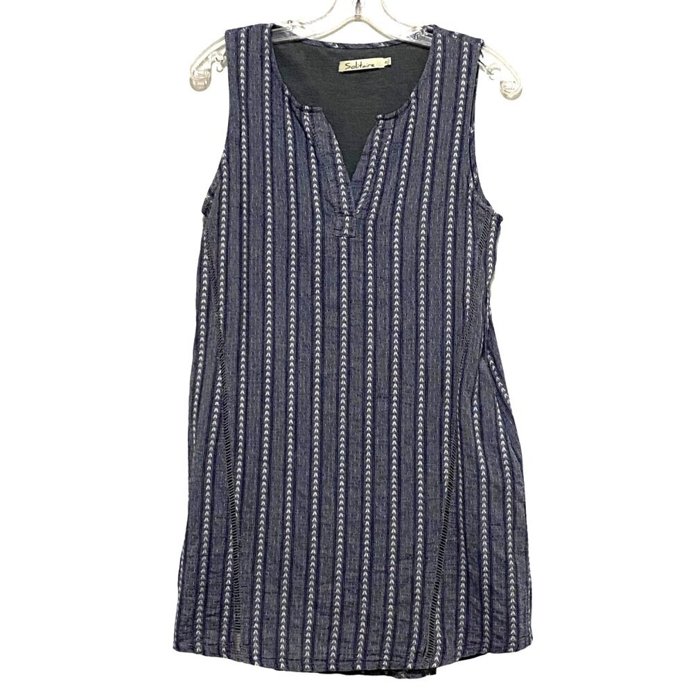 Knee Length Sleeveless Shift Dress S Tomato Girl Summer Travel Vertical Stripes